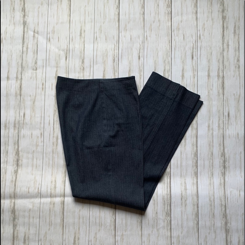 Blue With Grey Pinstripes Flat Front Dress Pants